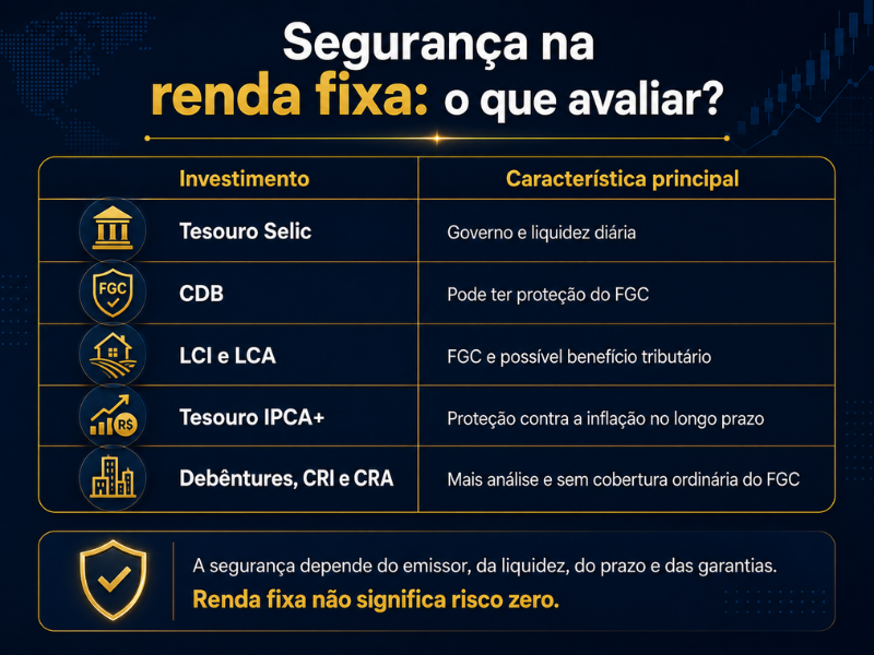 Comparação entre os investimentos de renda fixa mais seguros