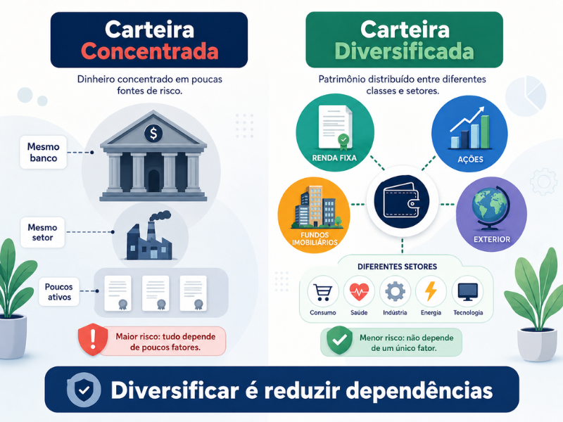 Comparação entre carteira concentrada e carteira diversificada
