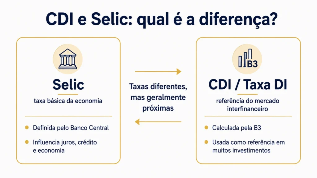 Diferença entre CDI e Selic e relação entre as duas taxas