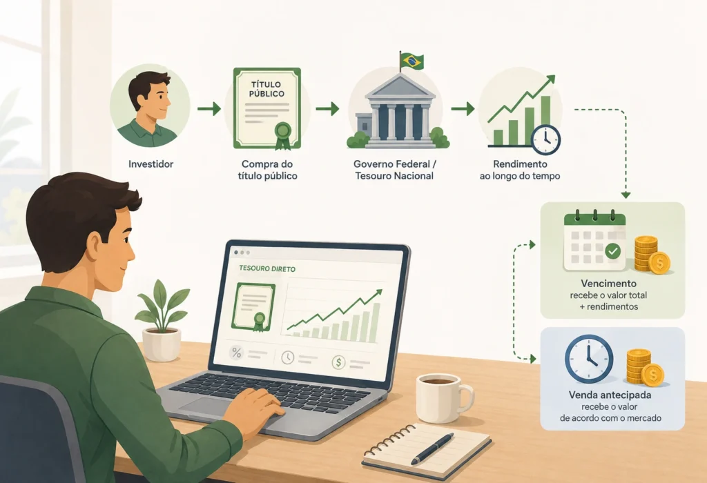 Como funciona o Tesouro Direto desde a compra do título público até o vencimento ou venda antecipada