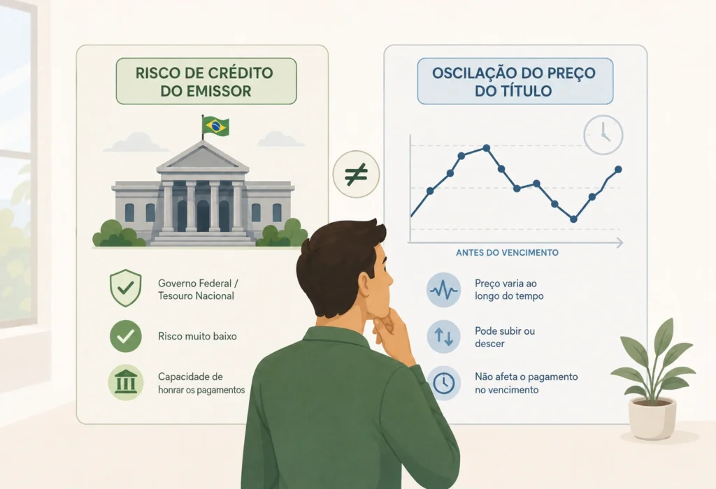 Diferença entre risco de crédito do Governo Federal e oscilação de preço dos títulos do Tesouro Direto
