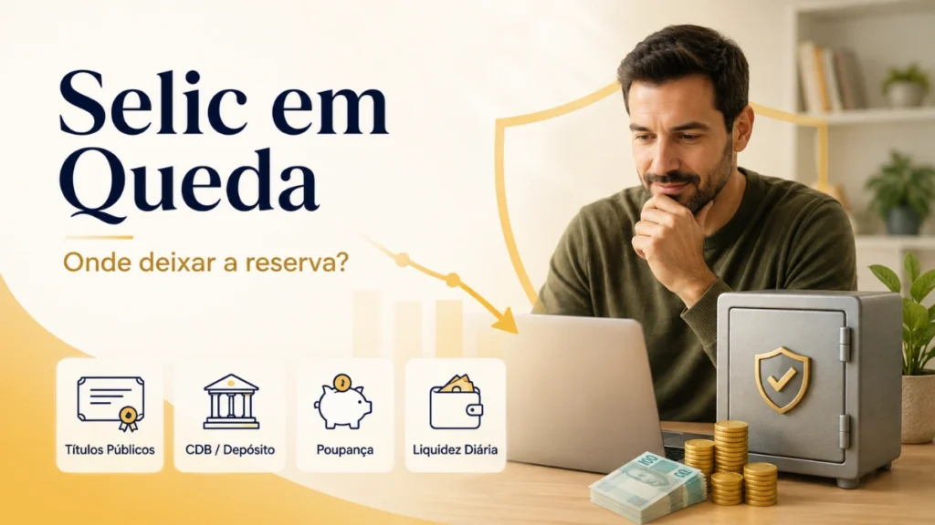 Selic em queda e opções de onde deixar a reserva de emergência com segurança e liquidez