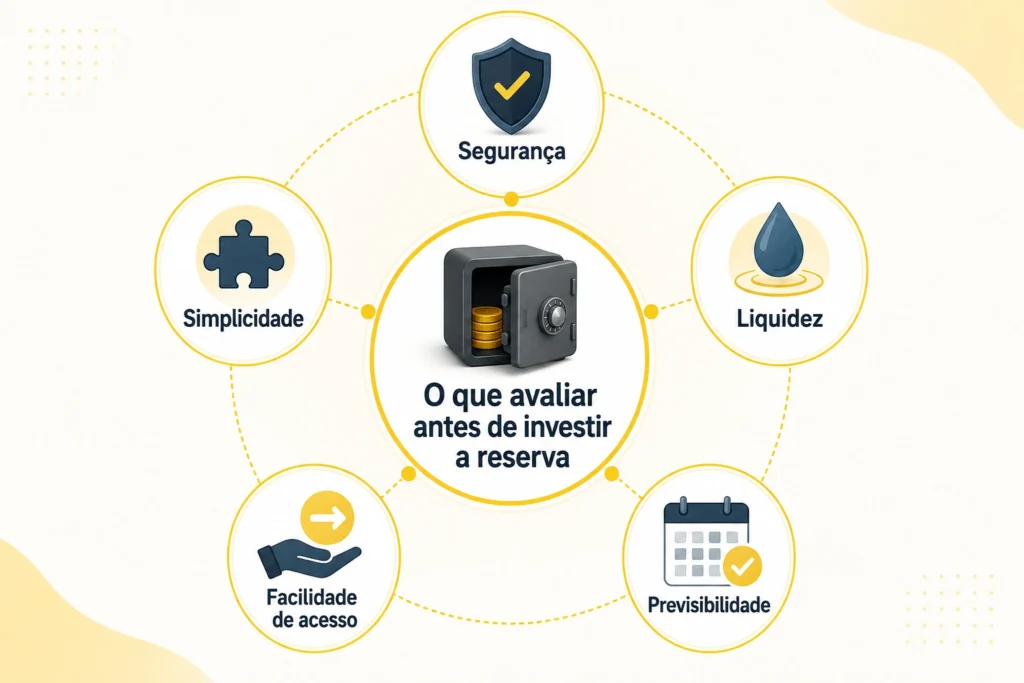 Segurança, liquidez, previsibilidade, facilidade de acesso e simplicidade na reserva de emergência