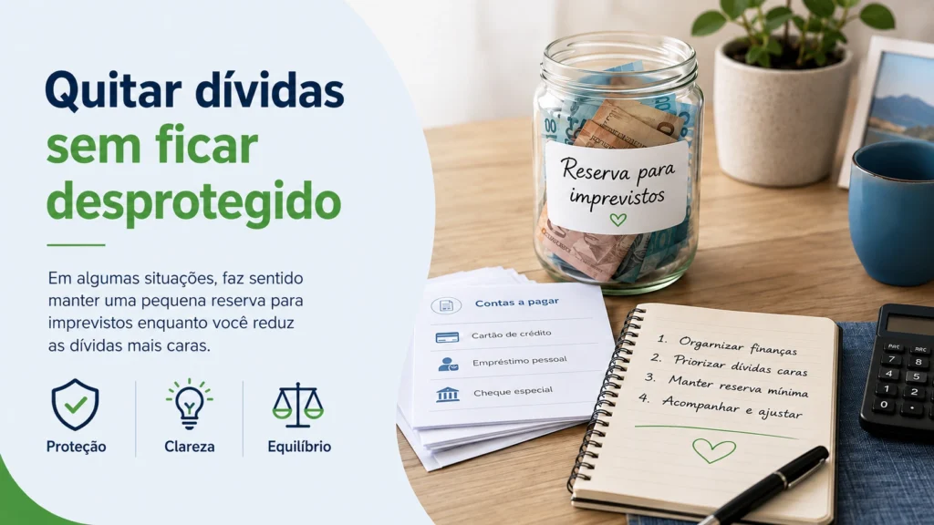 Reserva para imprevistos enquanto a pessoa prioriza o pagamento de dívidas caras