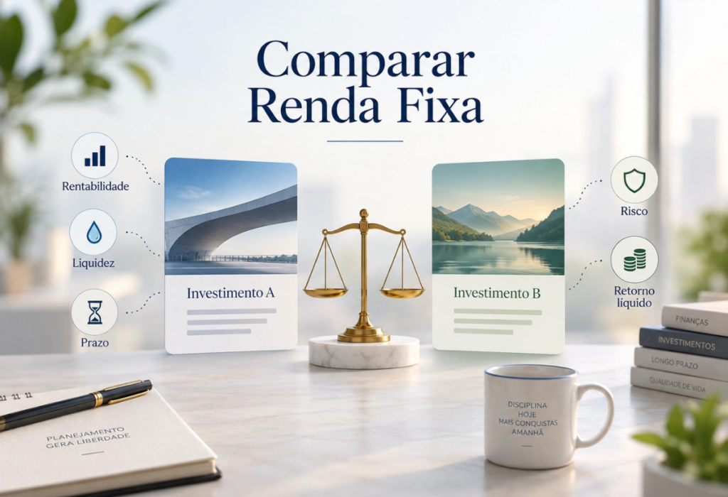Comparação entre dois investimentos de renda fixa considerando rentabilidade, liquidez, prazo, risco e retorno líquido