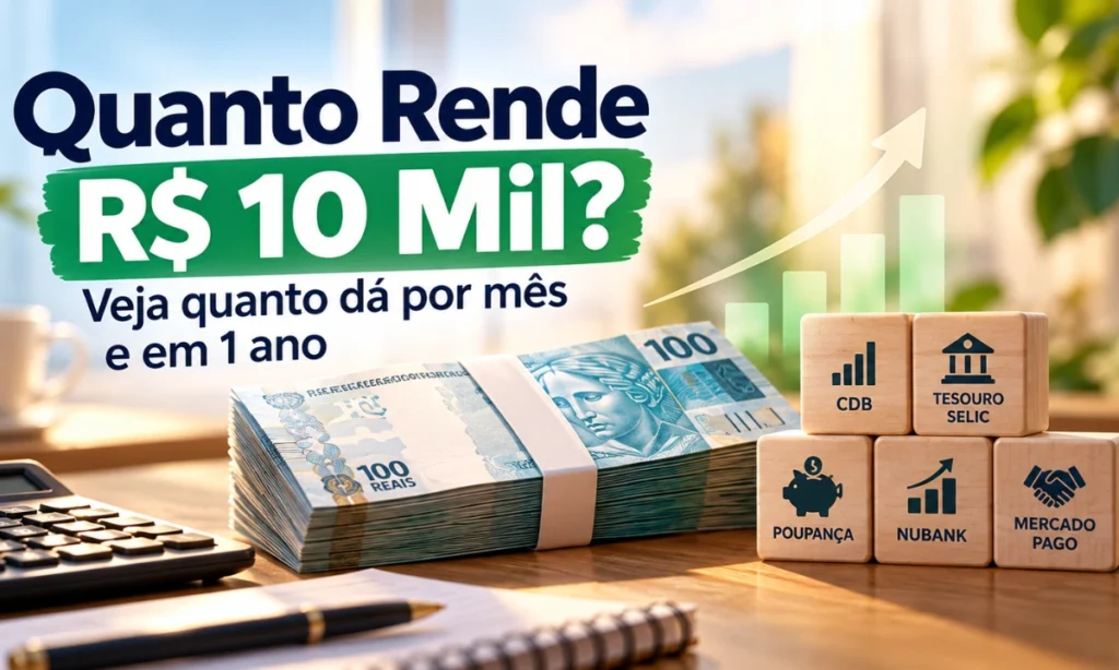 Quanto rende R$ 10 mil por mês e em 1 ano em diferentes investimentos